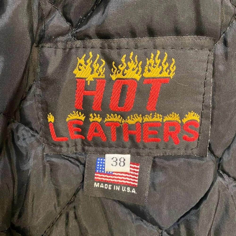 HOT Leathers Leather Biker Jacket Made in USA 1980’s Vintage M - Picture 2 of 9